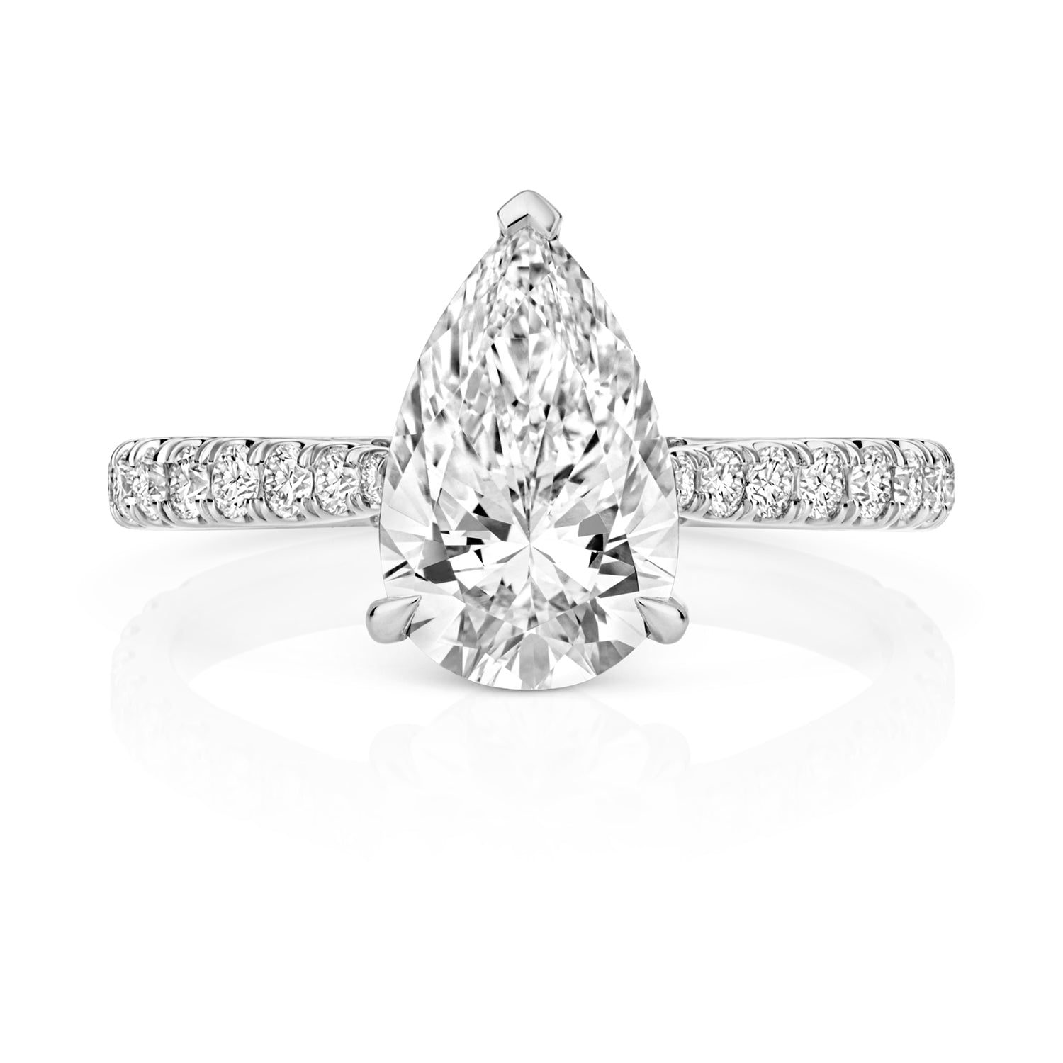 Margot Pavé 2.00ct Pear Shape Lab Grown Diamond Engagement Ring - 18k White Gold