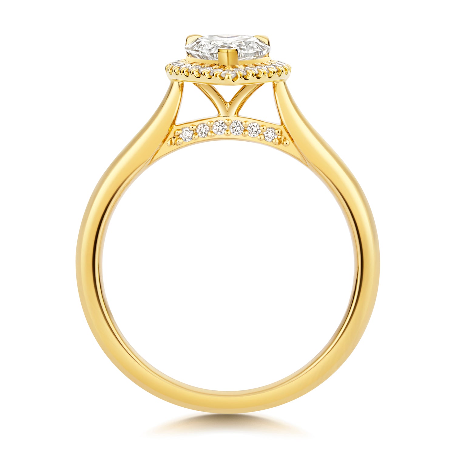 Margot Halo 1.00ct Pear Shape Lab Grown Diamond Engagement Ring - 18k Yellow Gold