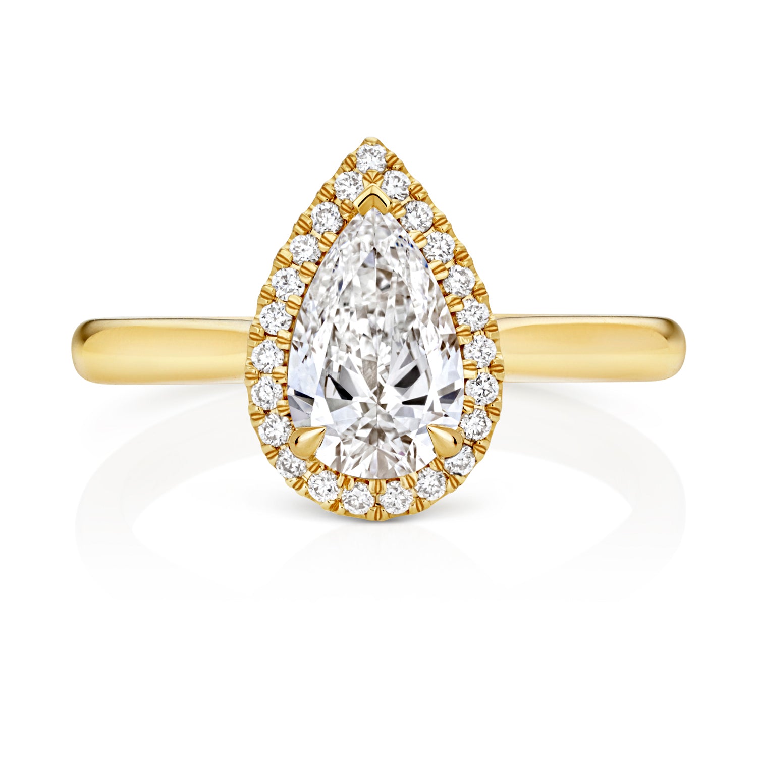 Margot Halo 1.00ct Pear Shape Lab Grown Diamond Engagement Ring - 18k Yellow Gold