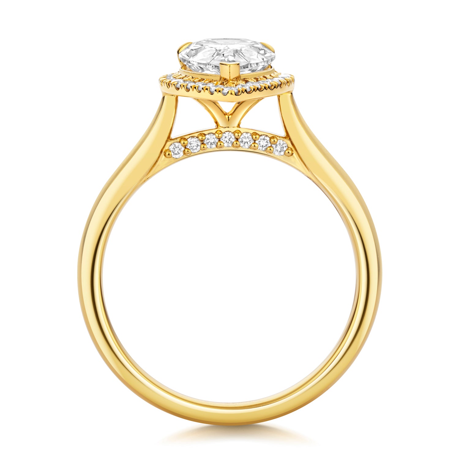 Margot Halo 1.50ct Pear Shape Lab Grown Diamond Engagement Ring - 18k Yellow Gold