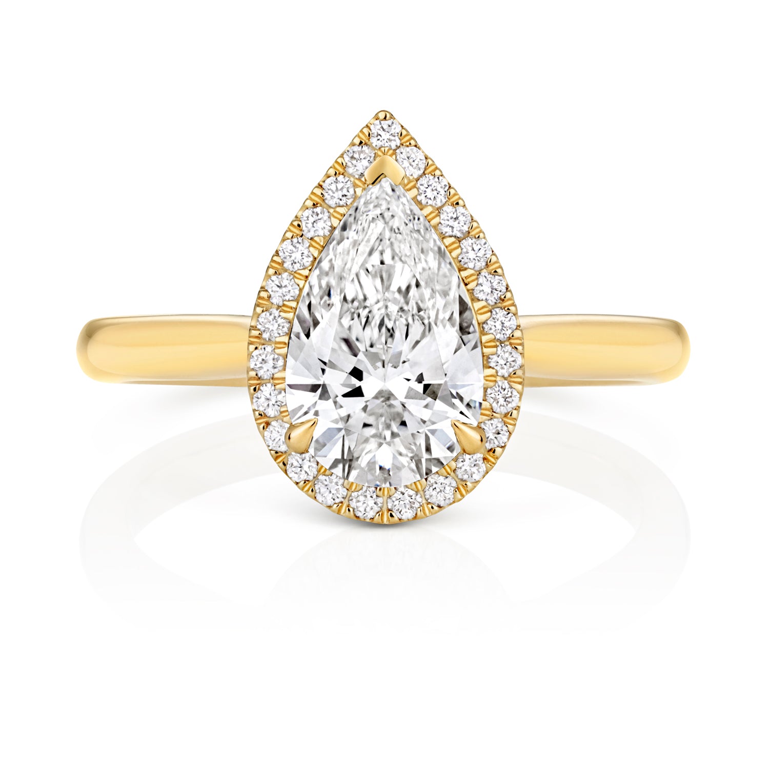 Margot Halo 1.50ct Pear Shape Lab Grown Diamond Engagement Ring - 18k Yellow Gold