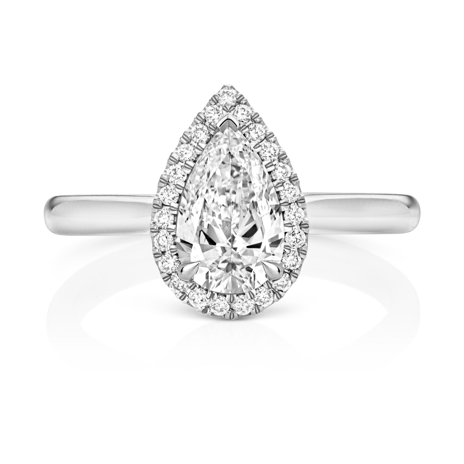 Margot Halo 1.00ct Pear Shape Lab Grown Diamond Engagement Ring - Platinum