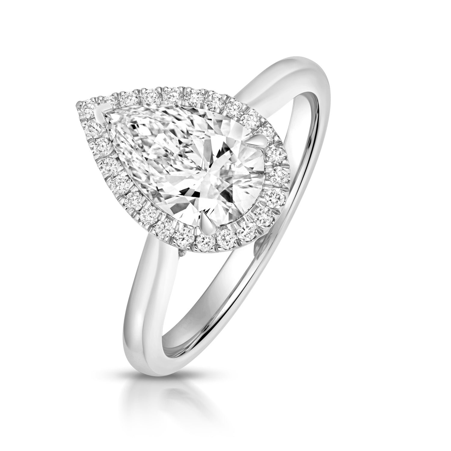 Margot Halo 1.50ct Pear Shape Lab Grown Diamond Engagement Ring - 18k White Gold
