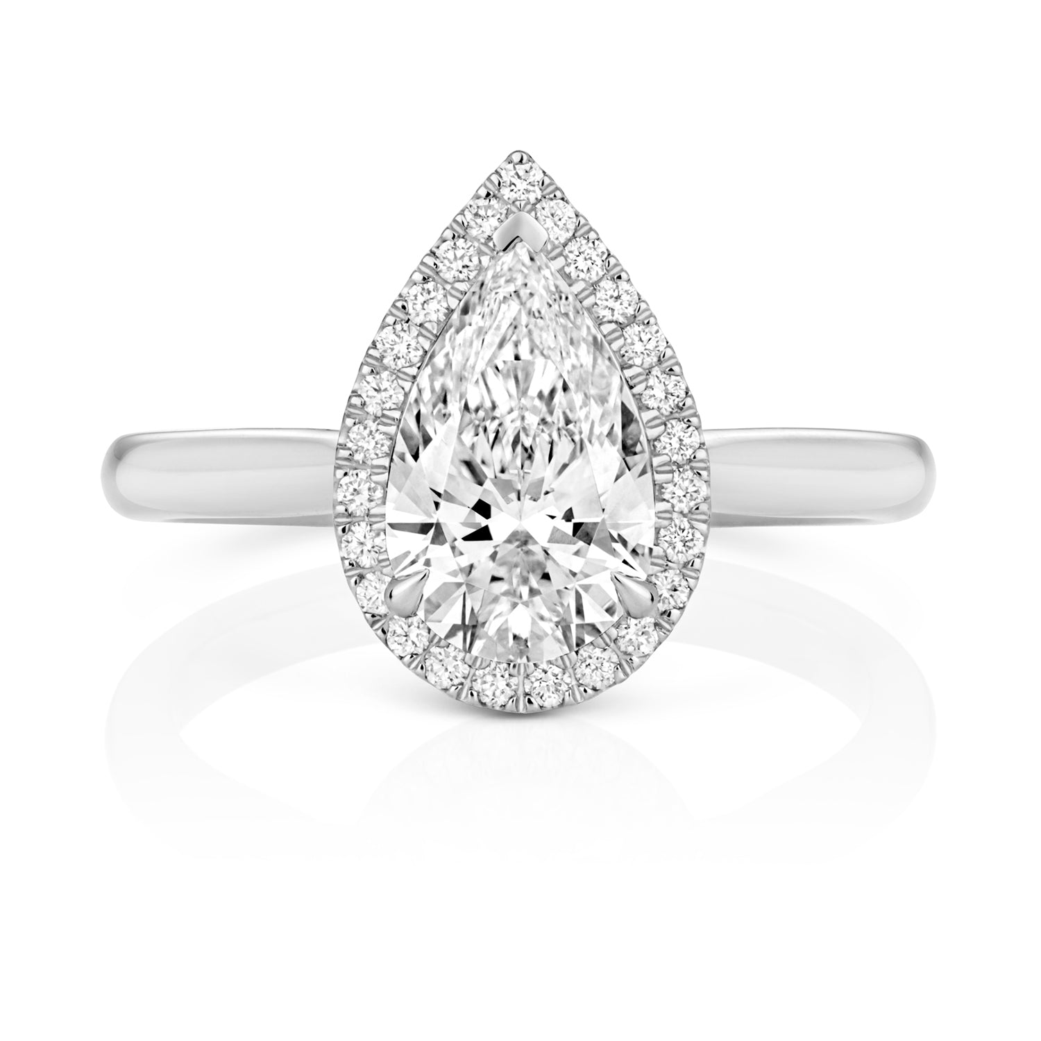 Margot Halo 1.50ct Pear Shape Lab Grown Diamond Engagement Ring - 18k White Gold