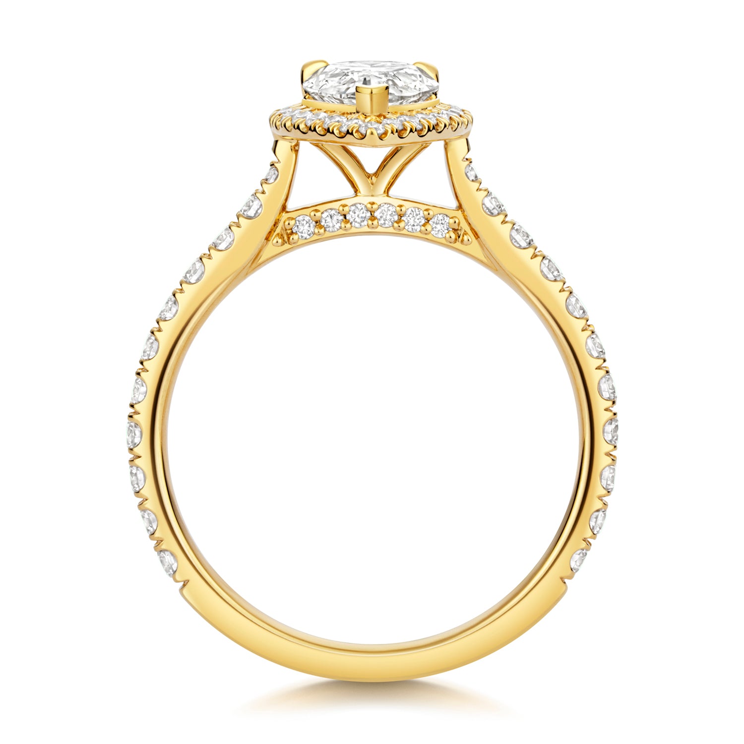 Margot Halo Pavé 1.00ct Pear Shape Lab Grown Diamond Engagement Ring - 18k Yellow Gold