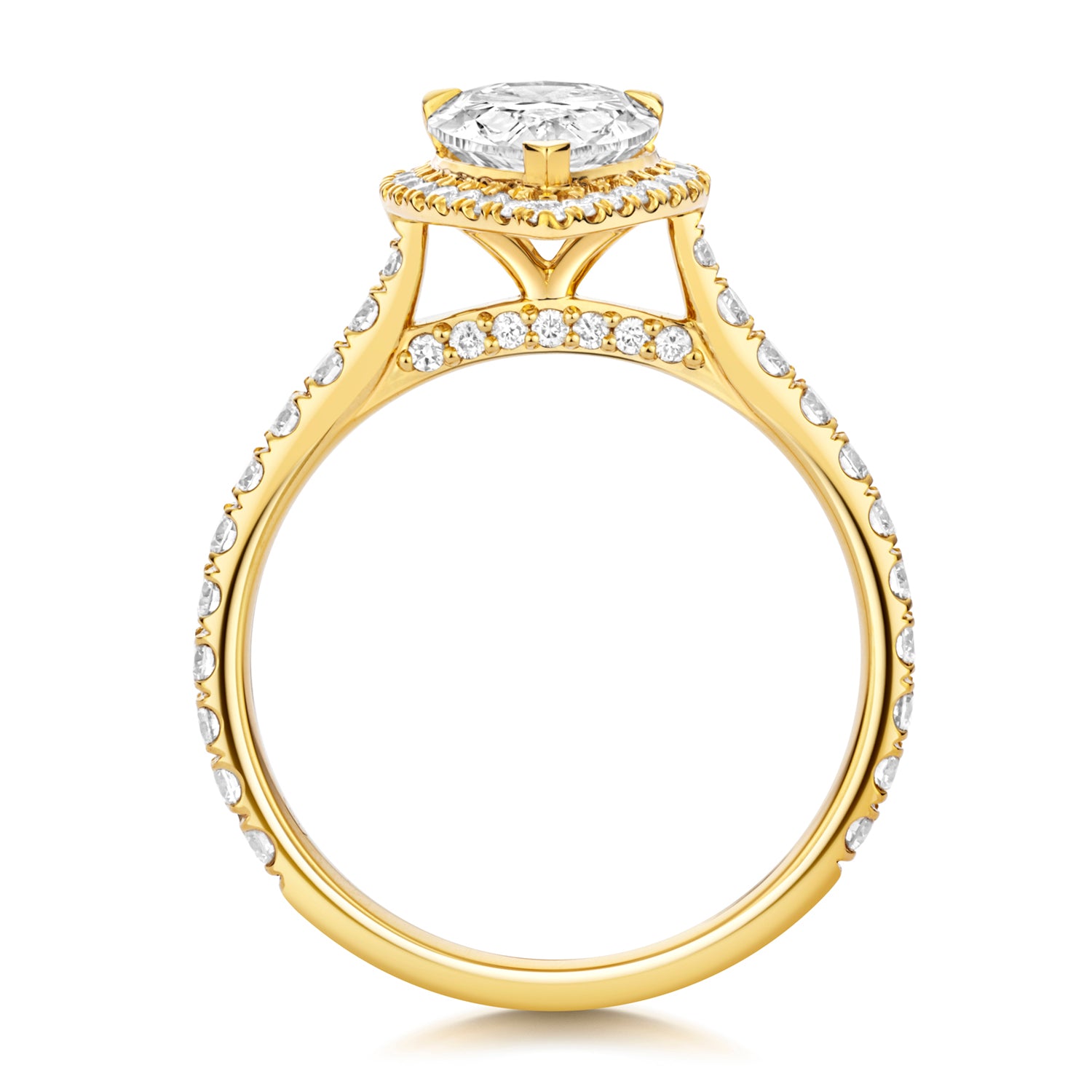 Margot Halo Pavé 1.50ct Pear Shape Lab Grown Diamond Engagement Ring - 18k Yellow Gold