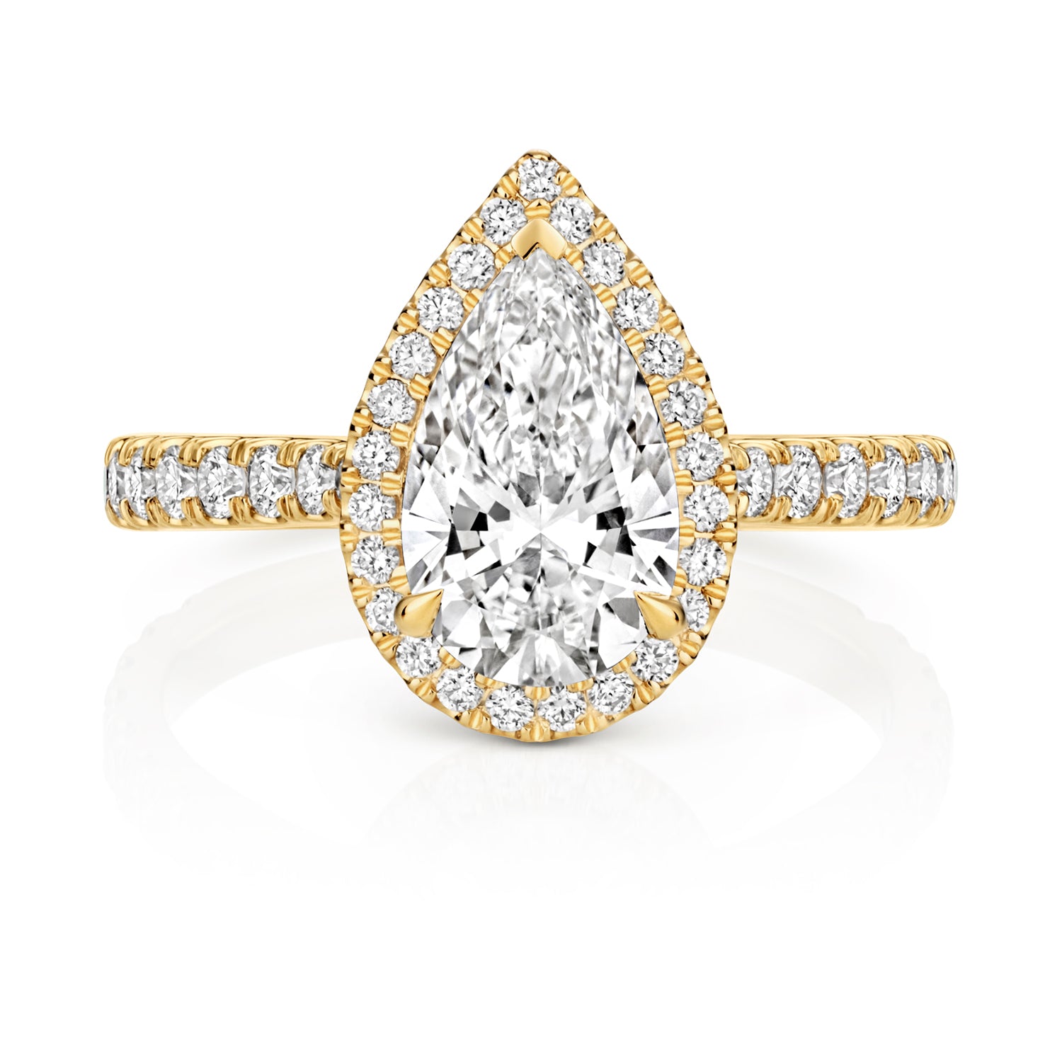 Margot Halo Pavé 1.50ct Pear Shape Lab Grown Diamond Engagement Ring - 18k Yellow Gold