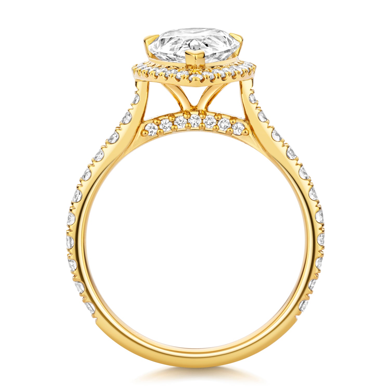 Margot Halo Pavé 2.00ct Pear Shape Lab Grown Diamond Engagement Ring - 18k Yellow Gold