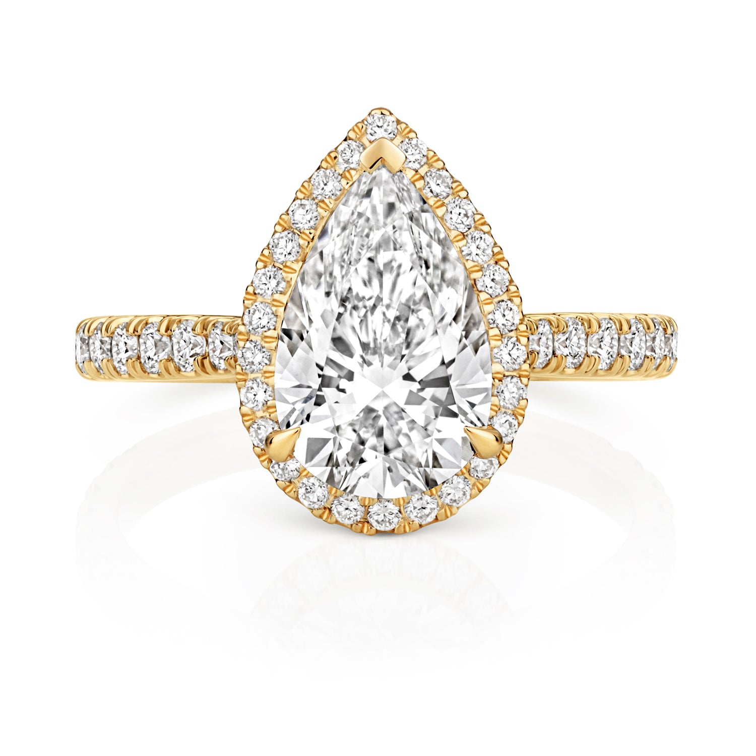 Margot Halo Pavé 2.00ct Pear Shape Lab Grown Diamond Engagement Ring - 18k Yellow Gold