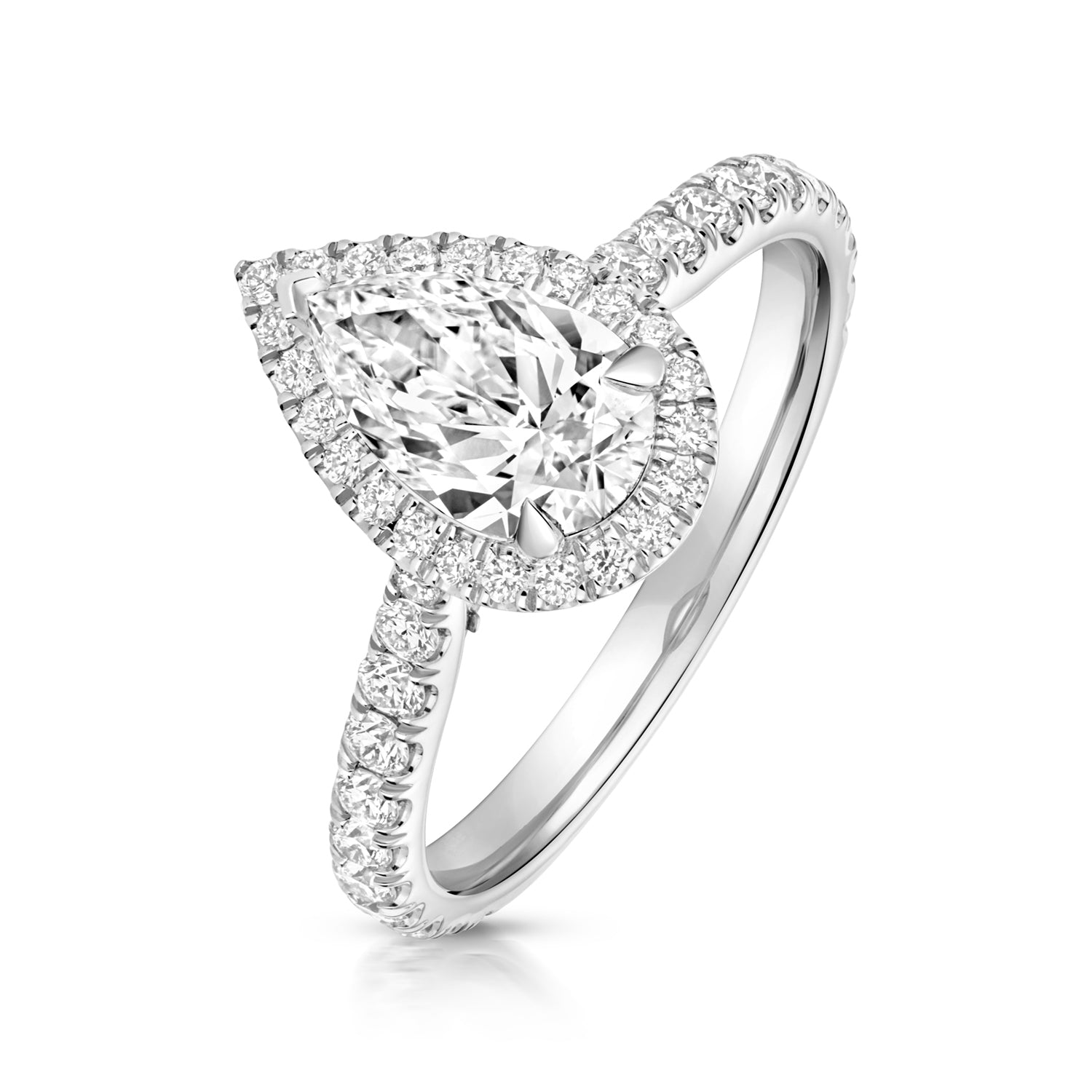 Margot Halo Pavé 1.00ct Pear Shape Lab Grown Diamond Engagement Ring - Platinum