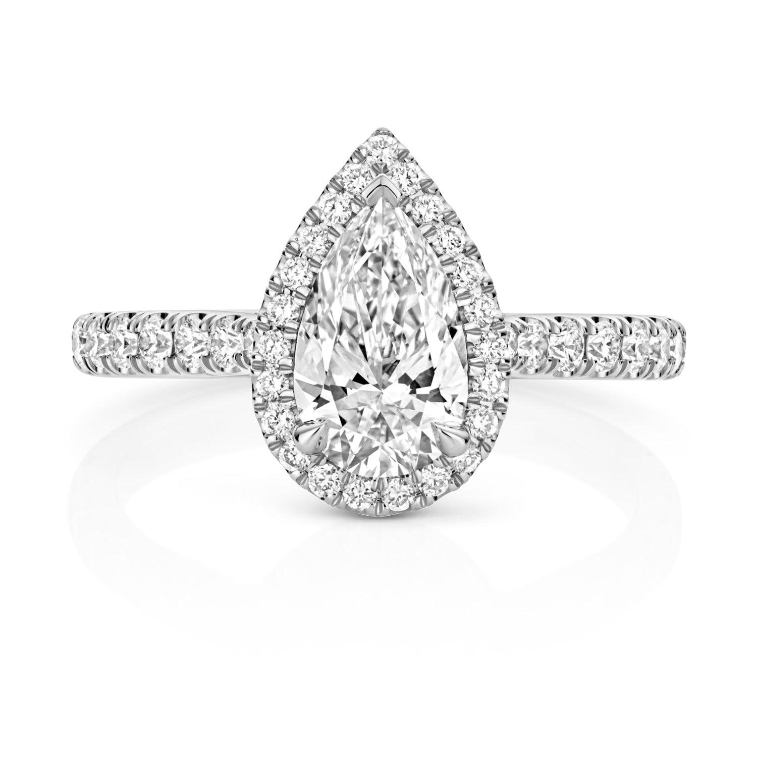 Margot Halo Pavé 1.00ct Pear Shape Lab Grown Diamond Engagement Ring - Platinum
