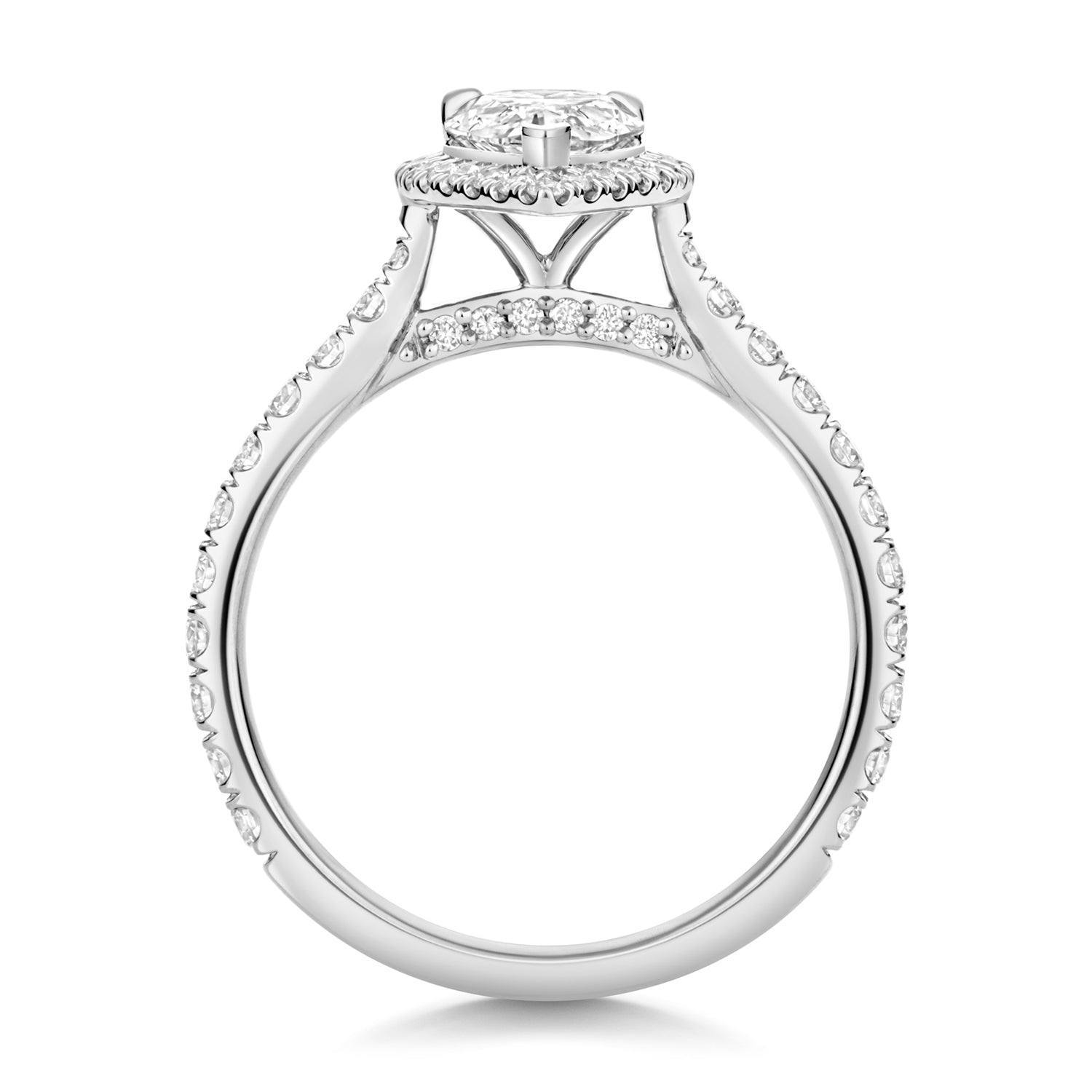 Margot Halo Pavé 1.00ct Pear Shape Lab Grown Diamond Engagement Ring - Platinum