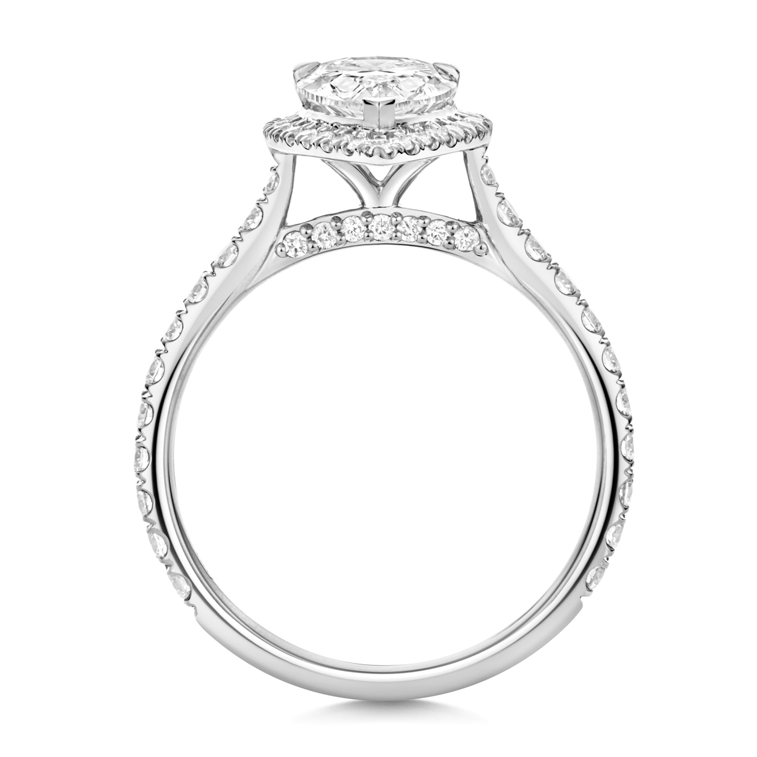 Margot Halo Pavé 1.50ct Pear Shape Lab Grown Diamond Engagement Ring - 18k White Gold