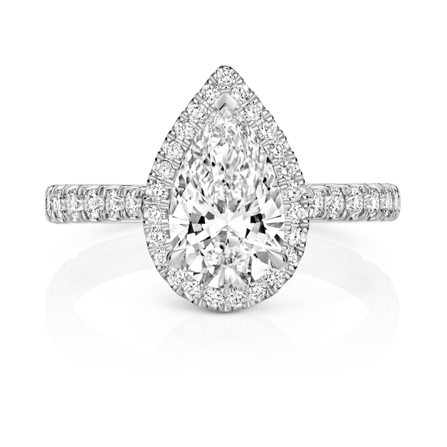 Margot Halo Pavé 1.50ct Pear Shape Lab Grown Diamond Engagement Ring - 18k White Gold