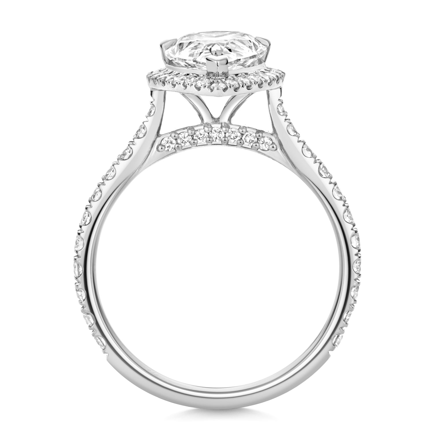 Margot Halo Pavé 2.00ct Pear Shape Lab Grown Diamond Engagement Ring - Platinum