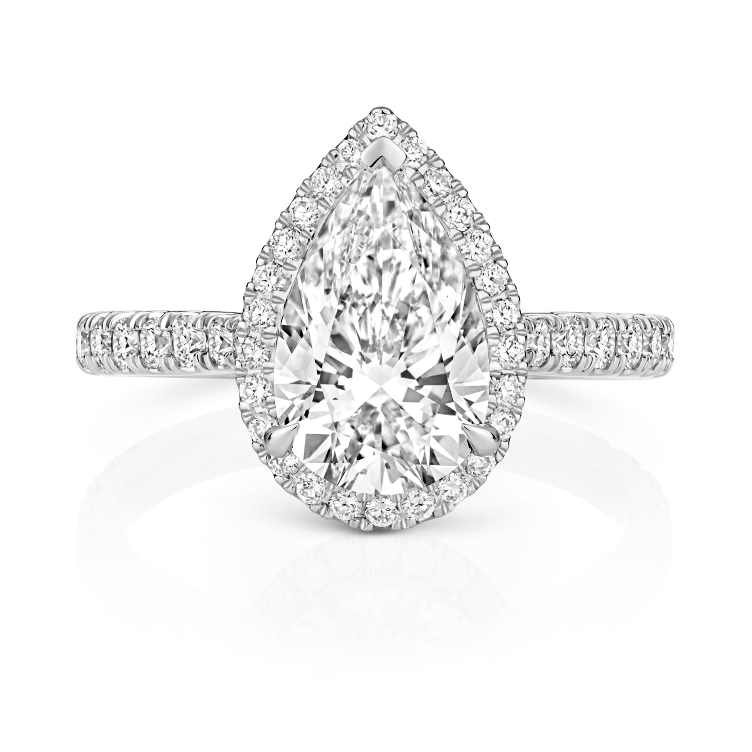 Margot Halo Pavé 2.00ct Pear Shape Lab Grown Diamond Engagement Ring - Platinum