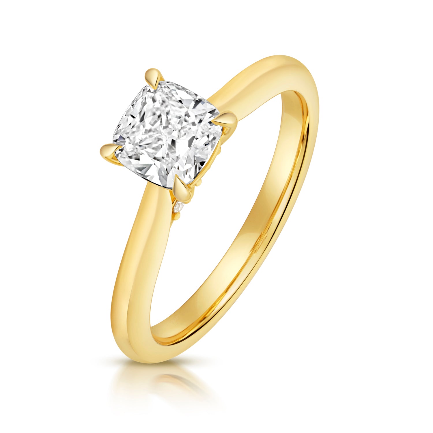 Mae 1.00ct Cushion Lab Grown Diamond Engagement Ring - 18k Yellow Gold