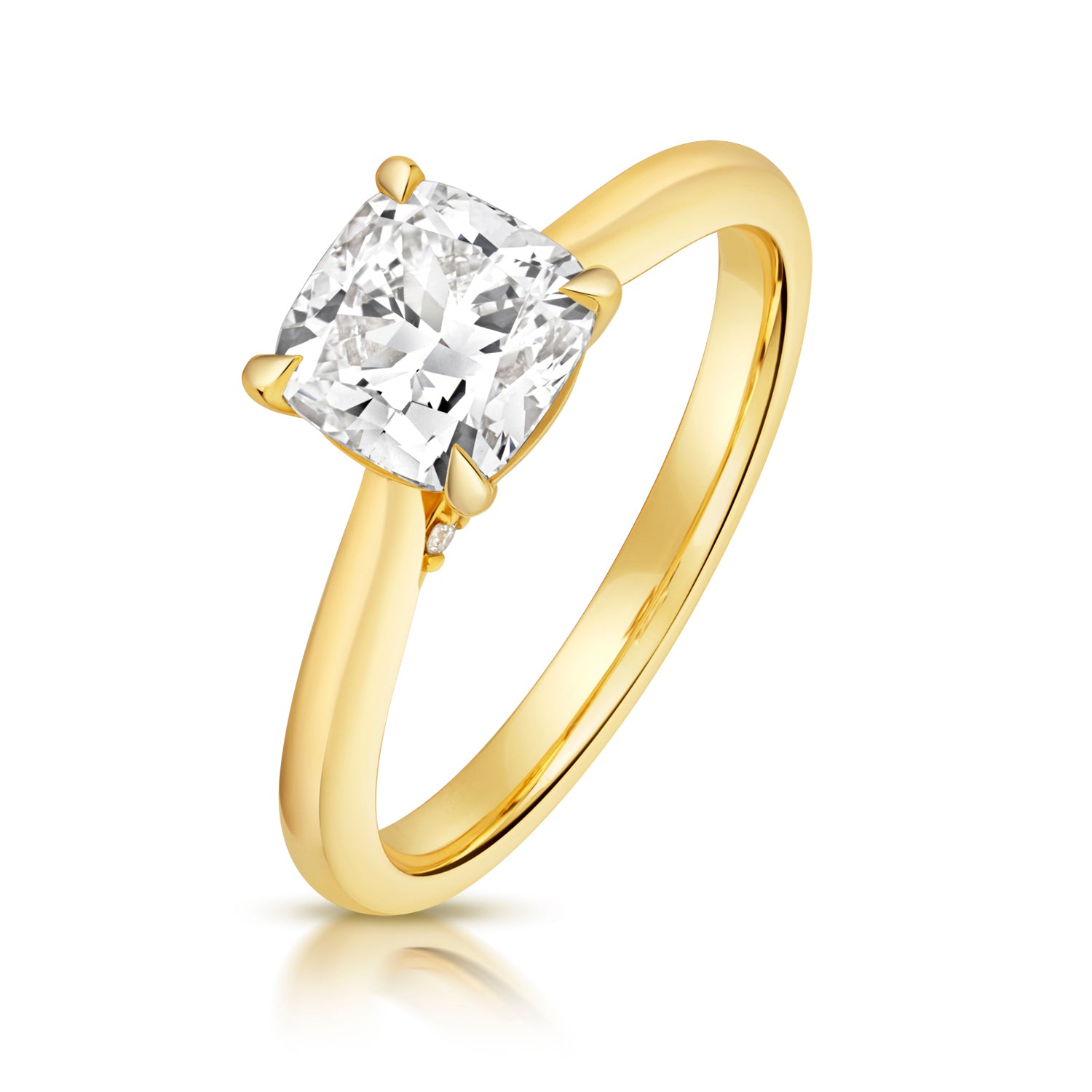 Mae 1.50ct Cushion Lab Grown Diamond Engagement Ring - 18k Yellow Gold