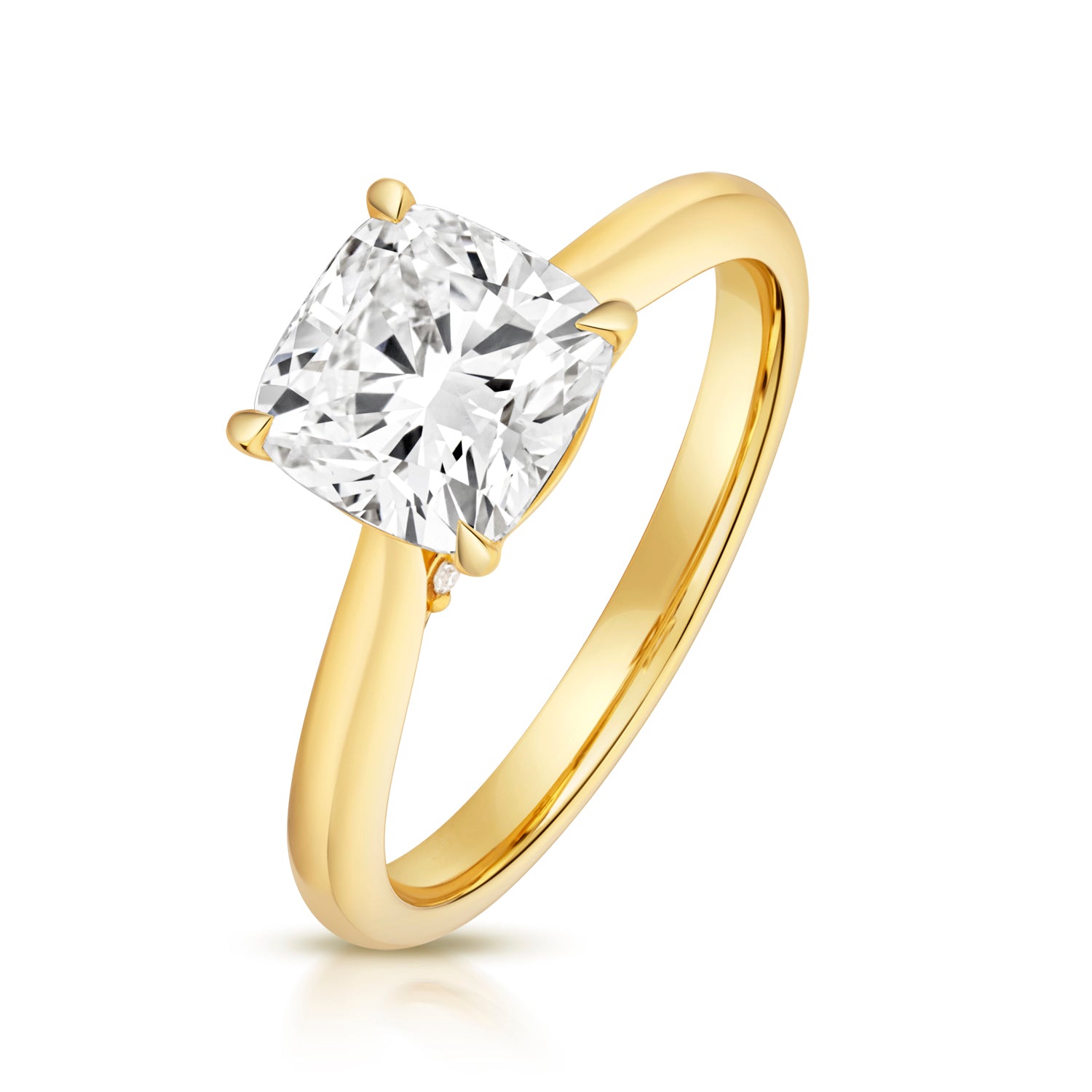 Mae 2.00ct Cushion Lab Grown Diamond Engagement Ring - 18k Yellow Gold
