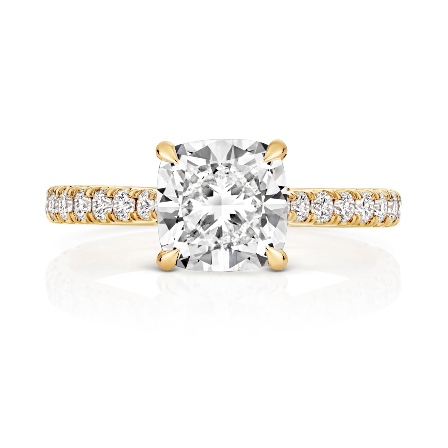 Mae Pavé 2.00ct Cushion Lab Grown Diamond Engagement Ring - 18k Yellow Gold