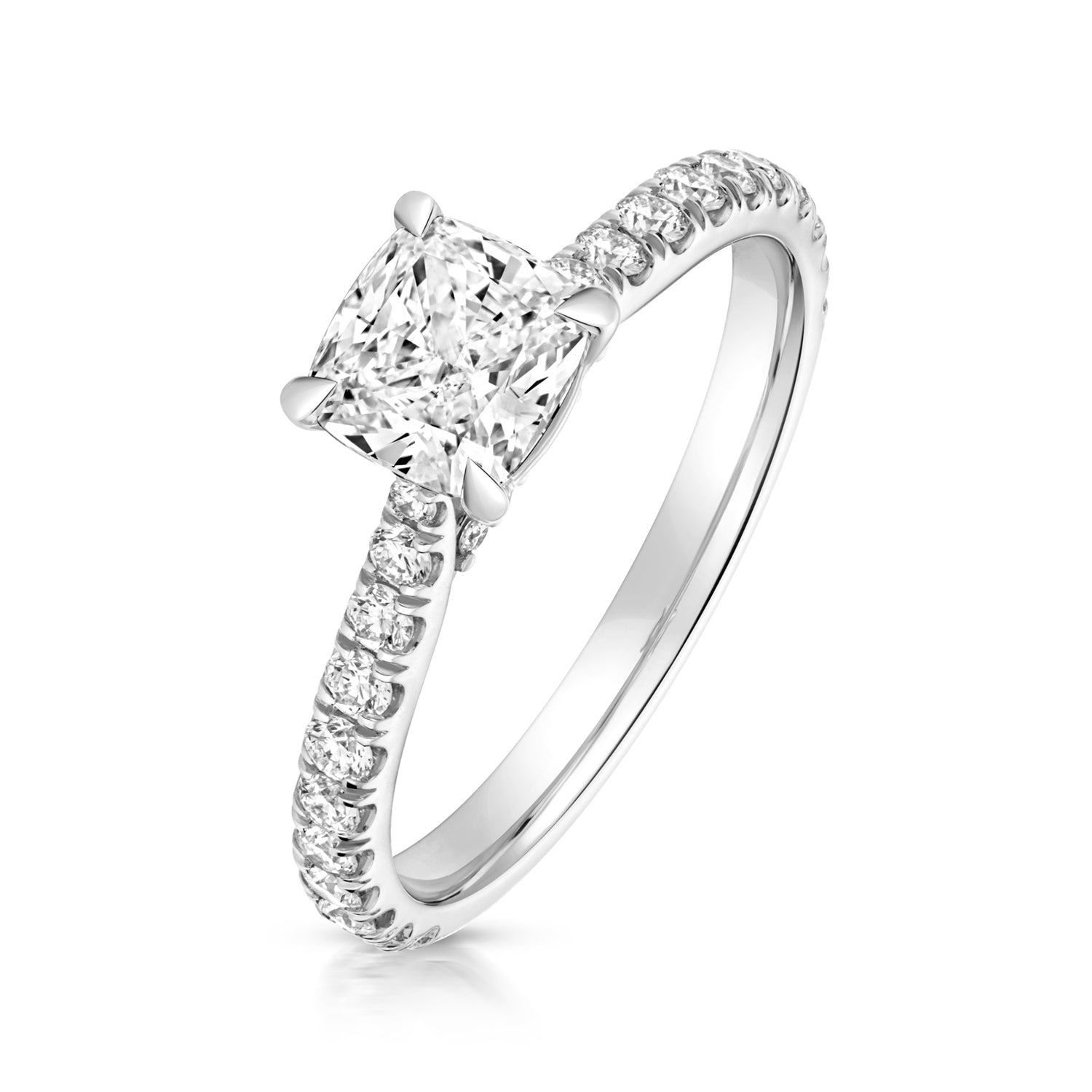 Mae Pavé 1.00ct Cushion Lab Grown Diamond Engagement Ring - 18k White Gold