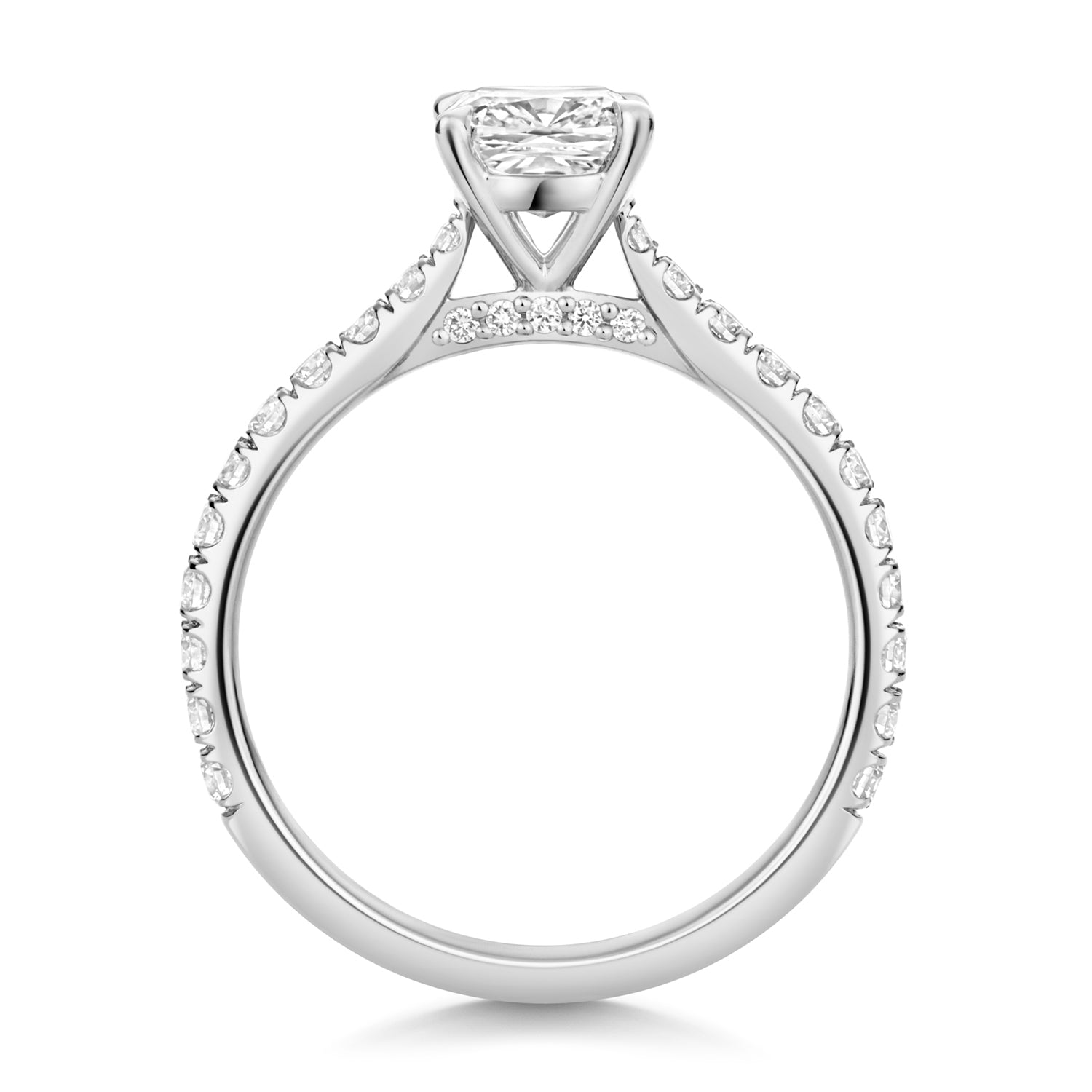 Mae Pavé 1.00ct Cushion Lab Grown Diamond Engagement Ring - 18k White Gold
