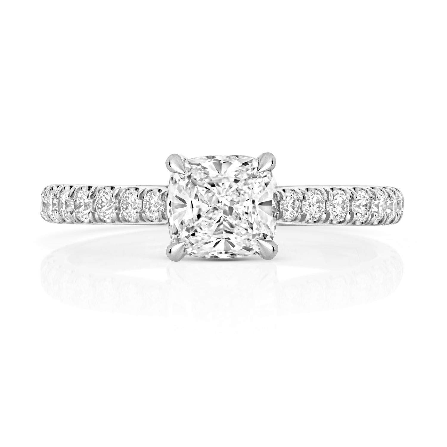 Mae Pavé 1.00ct Cushion Lab Grown Diamond Engagement Ring - 18k White Gold