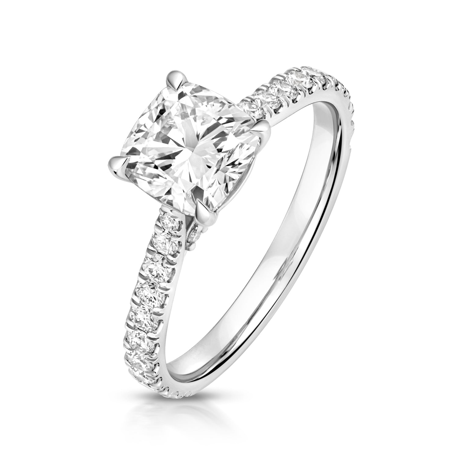 Mae Pavé 1.50ct Cushion Lab Grown Diamond Engagement Ring - 18k White Gold
