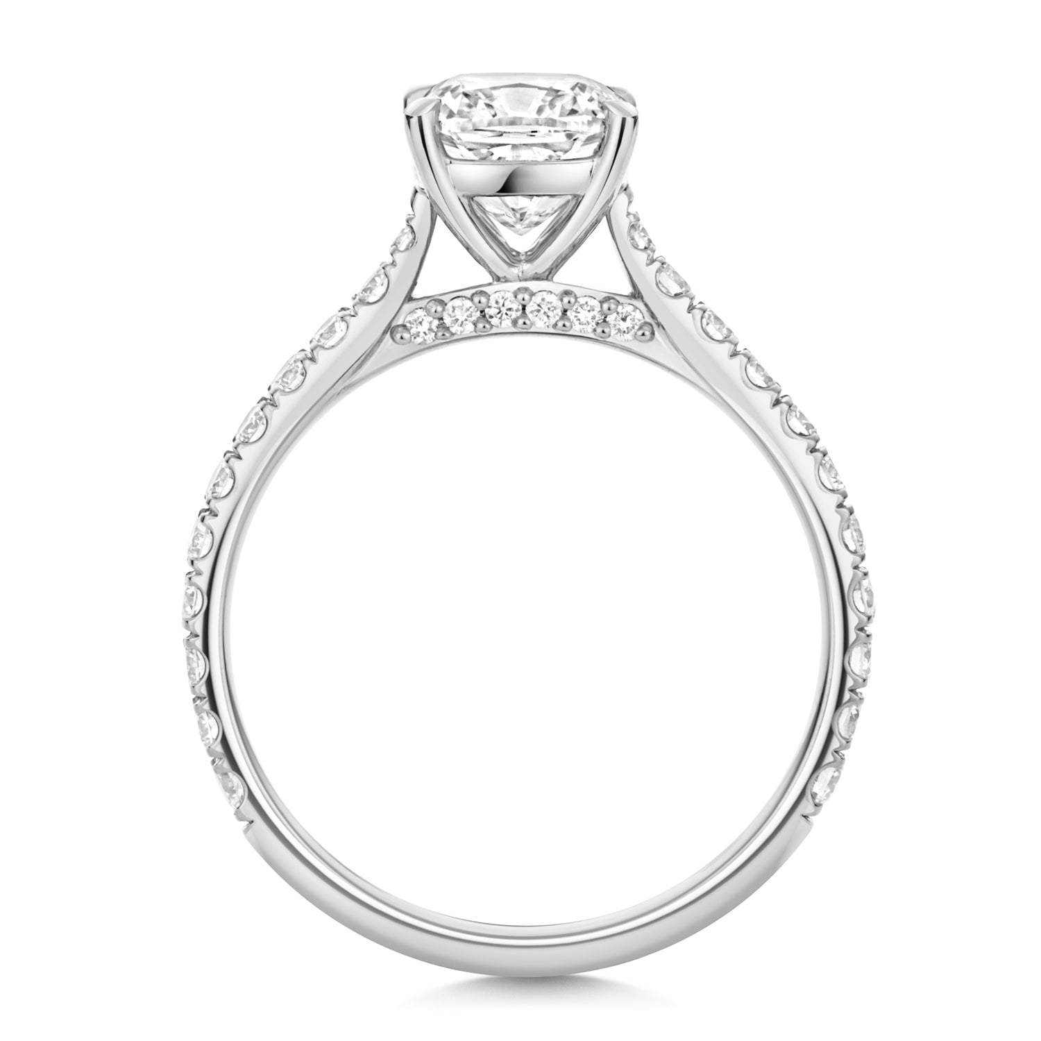 Mae Pavé 1.50ct Cushion Lab Grown Diamond Engagement Ring - 18k White Gold