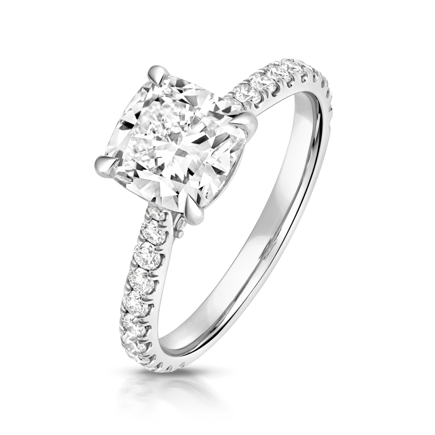 Mae Pavé 2.00ct Cushion Lab Grown Diamond Engagement Ring - 18k White Gold