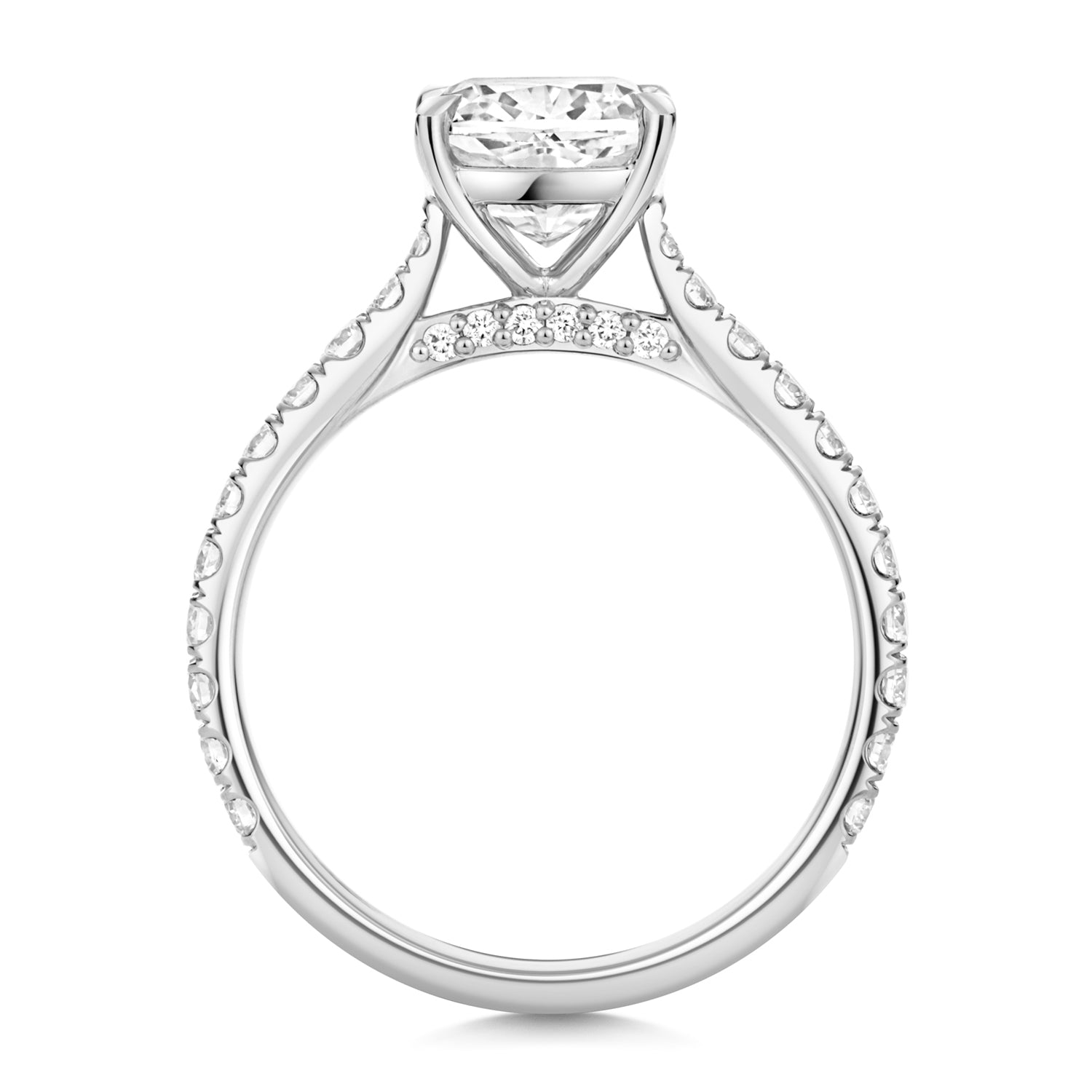 Mae Pavé 2.00ct Cushion Lab Grown Diamond Engagement Ring - 18k White Gold