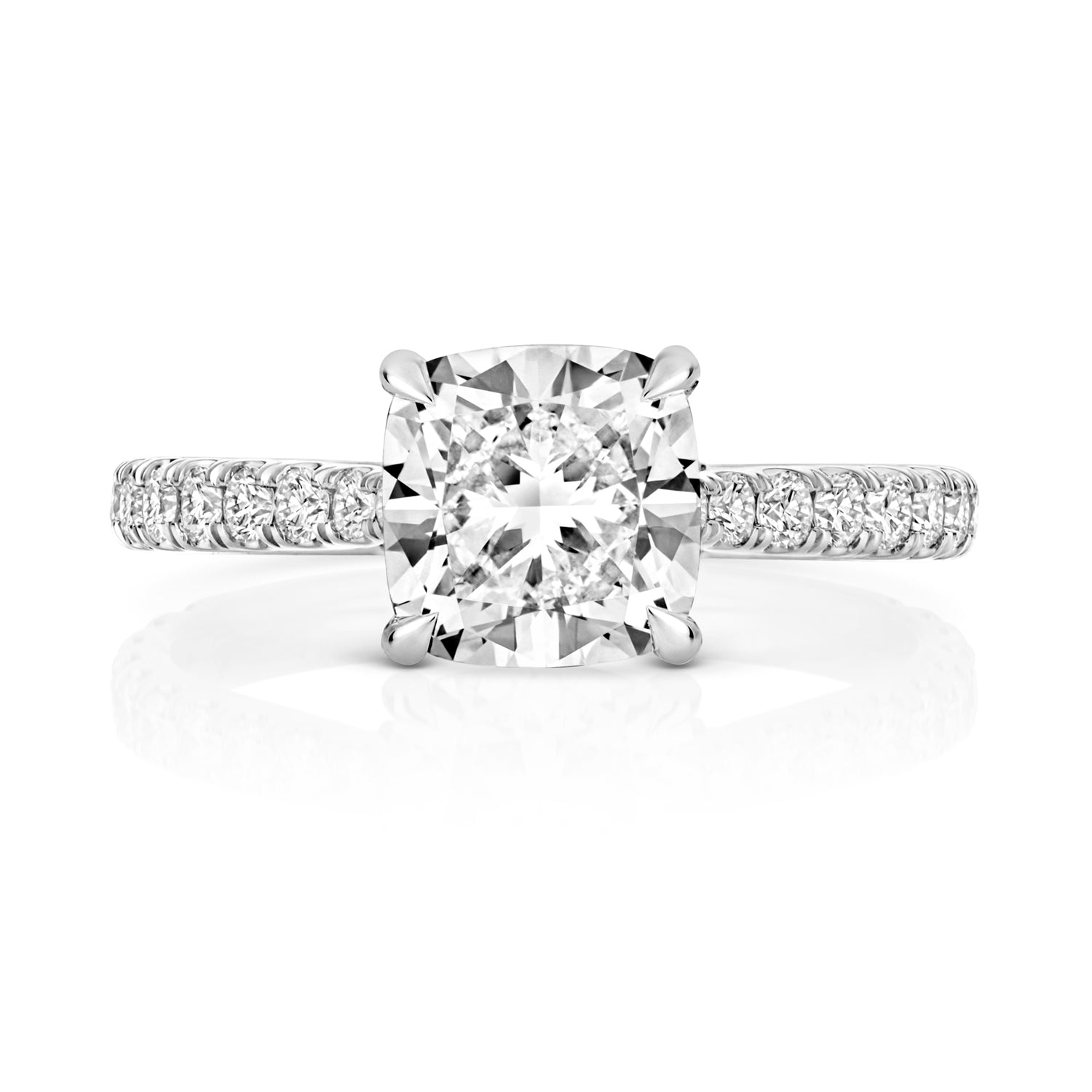 Mae Pavé 2.00ct Cushion Lab Grown Diamond Engagement Ring - 18k White Gold